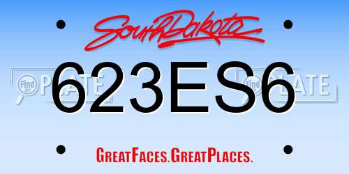 623ES6 South Dakota License Plate