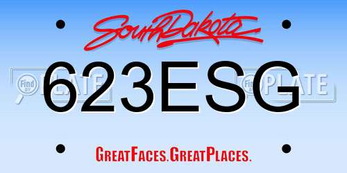 623ESG South Dakota License Plate