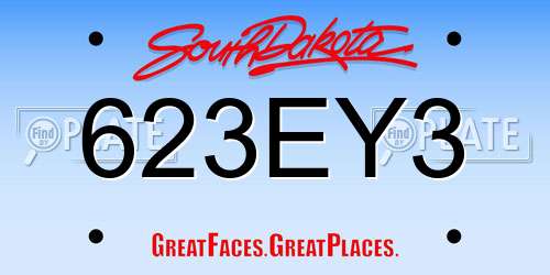 623EY3 South Dakota License Plate