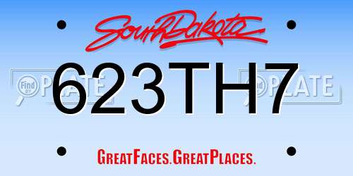 623TH7 South Dakota License Plate