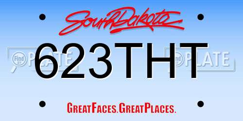 623THT South Dakota License Plate