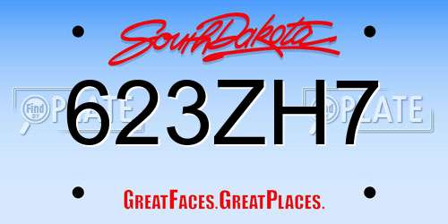 623ZH7 South Dakota License Plate