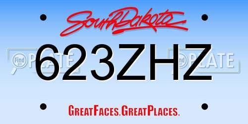 623ZHZ South Dakota License Plate