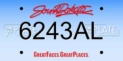 6243AL South Dakota License Plate