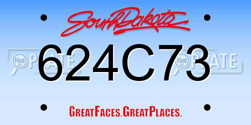 624C73 South Dakota License Plate