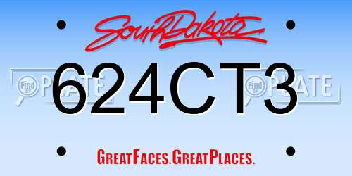 624CT3 South Dakota License Plate