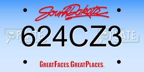624CZ3 South Dakota License Plate