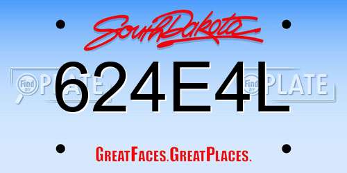 624E4L South Dakota License Plate