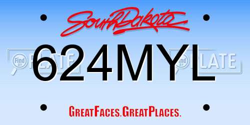 624MYL South Dakota License Plate