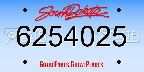 6254025 South Dakota License Plate