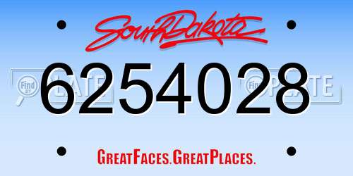 6254028 South Dakota License Plate