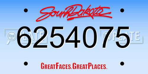 6254075 South Dakota License Plate