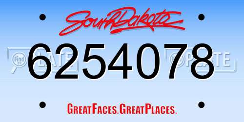 6254078 South Dakota License Plate