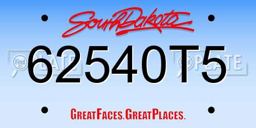 62540T5 South Dakota License Plate