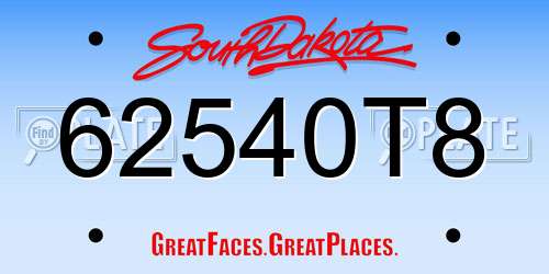 62540T8 South Dakota License Plate
