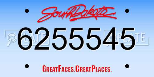 6255545 South Dakota License Plate
