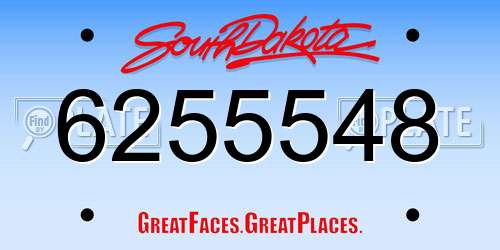 6255548 South Dakota License Plate