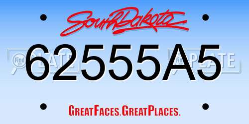 62555A5 South Dakota License Plate