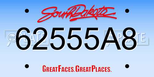 62555A8 South Dakota License Plate
