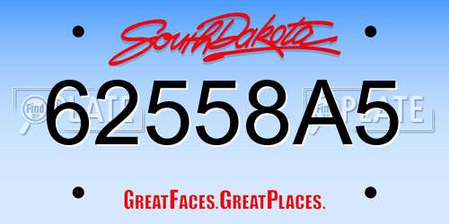 62558A5 South Dakota License Plate