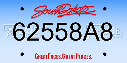 62558A8 South Dakota License Plate