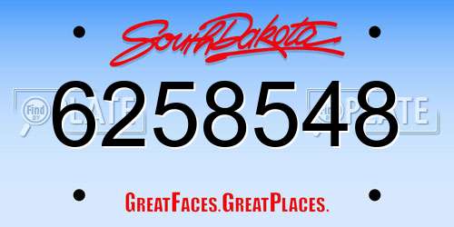 6258548 South Dakota License Plate