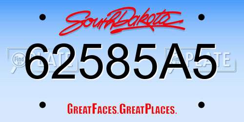 62585A5 South Dakota License Plate