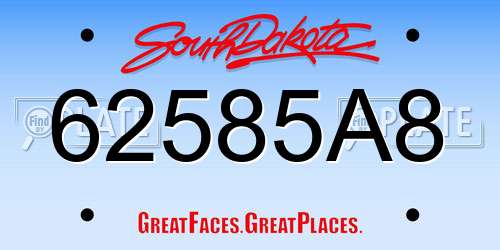 62585A8 South Dakota License Plate