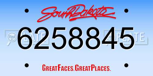 6258845 South Dakota License Plate