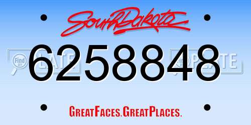 6258848 South Dakota License Plate