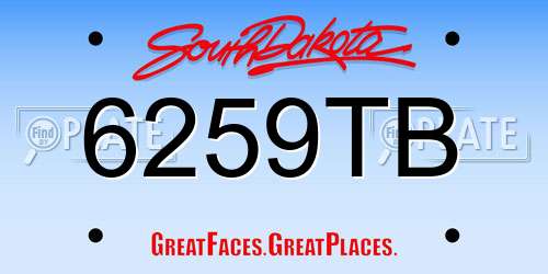 6259TB South Dakota License Plate