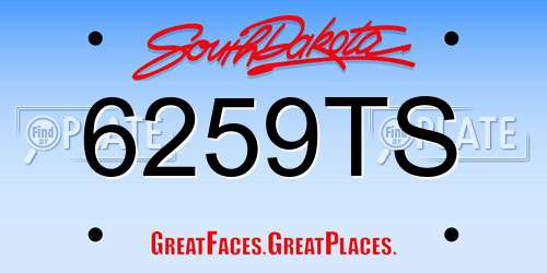 6259TS South Dakota License Plate