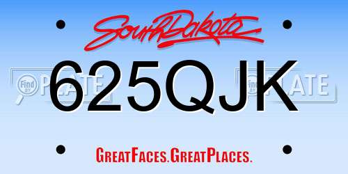625QJK South Dakota License Plate