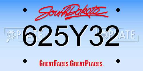 625Y32 South Dakota License Plate