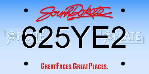 625YE2 South Dakota License Plate