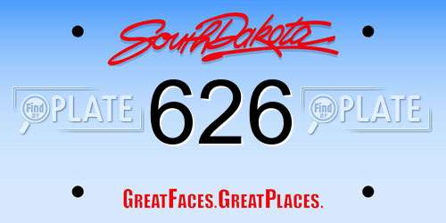 626 South Dakota License Plate