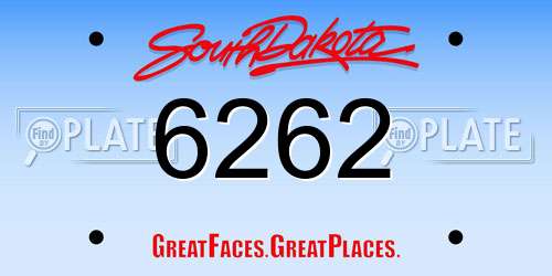 6262 South Dakota License Plate