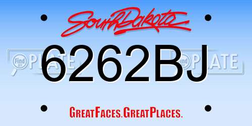 6262BJ South Dakota License Plate