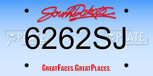 6262SJ South Dakota License Plate