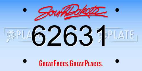 62631 South Dakota License Plate