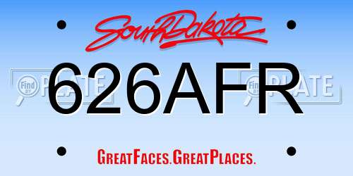 626AFR South Dakota License Plate