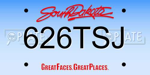 626TSJ South Dakota License Plate