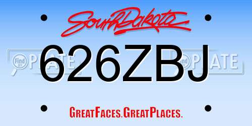 626ZBJ South Dakota License Plate