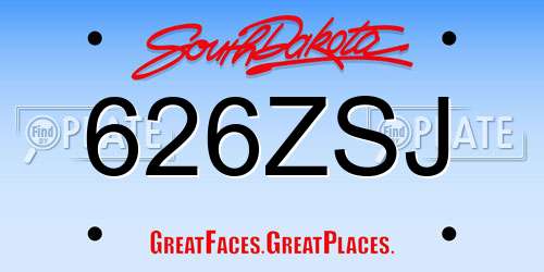 626ZSJ South Dakota License Plate