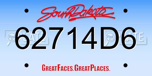 62714D6 South Dakota License Plate