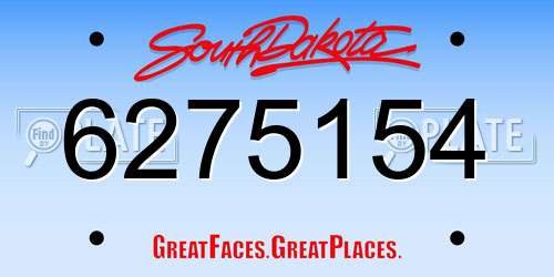 6275154 South Dakota License Plate