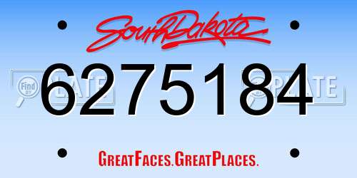 6275184 South Dakota License Plate