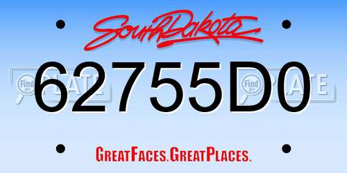 62755D0 South Dakota License Plate