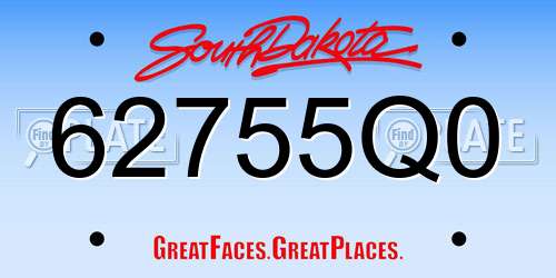 62755Q0 South Dakota License Plate