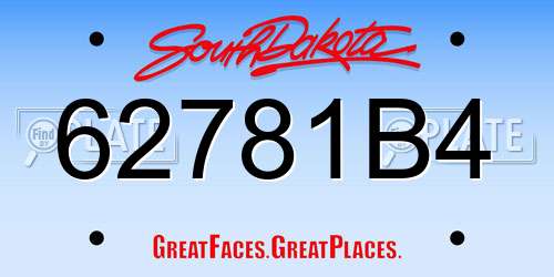 62781B4 South Dakota License Plate